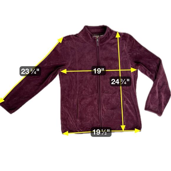 Vtg Y2K Velour Track Jogging Jacket Women's Med Burgundy 90s Full Zip Activewear - Picture 6 of 12